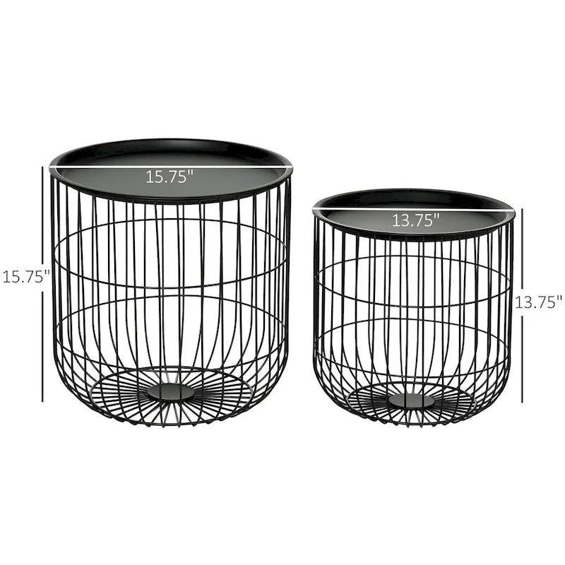 Nesting Coffee Tables with Steel Body and Removable Top (Set of 2)