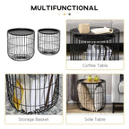 Nesting Coffee Tables with Steel Body and Removable Top (Set of 2)