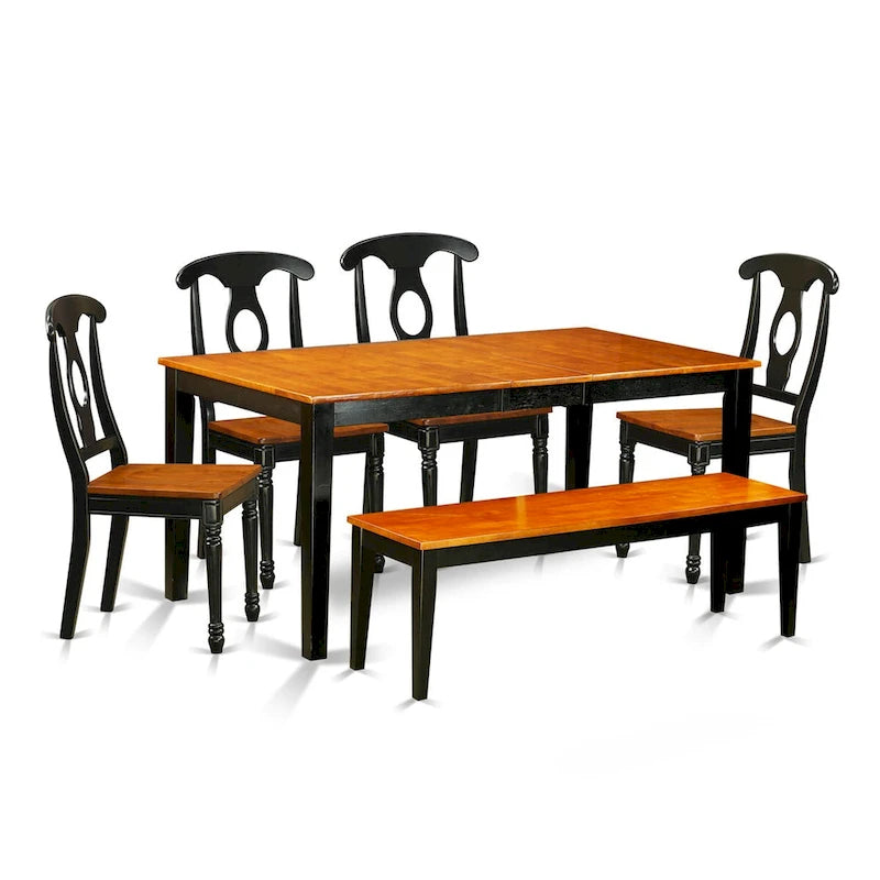 East West Furniture Dining Set Contains a Rectangle Table and Dining Chairs with a Bench (Chair Seat Type Options)