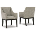 Sonn 24 Inch Dining Armchair, Set of 2, Padded Beige Upholstery, Brown Legs