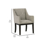 Sonn 24 Inch Dining Armchair, Set of 2, Padded Beige Upholstery, Brown Legs
