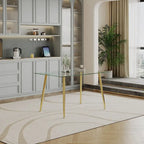 0.32 Thick Tempered Glass Top Dining Table with Stainless Steel Legs for Small Space, Dining Room