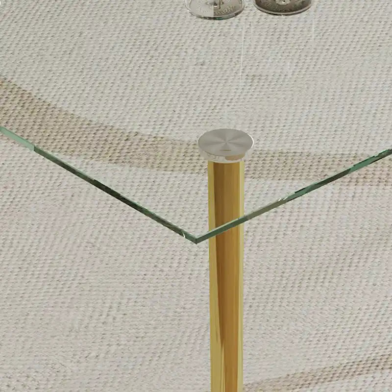 0.32 Thick Tempered Glass Top Dining Table with Stainless Steel Legs for Small Space, Dining Room