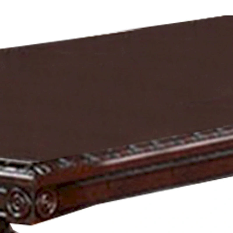 66 Inch Dining Table, Extension Leaf, Twin Pedestal Base, Cherry Oak Brown