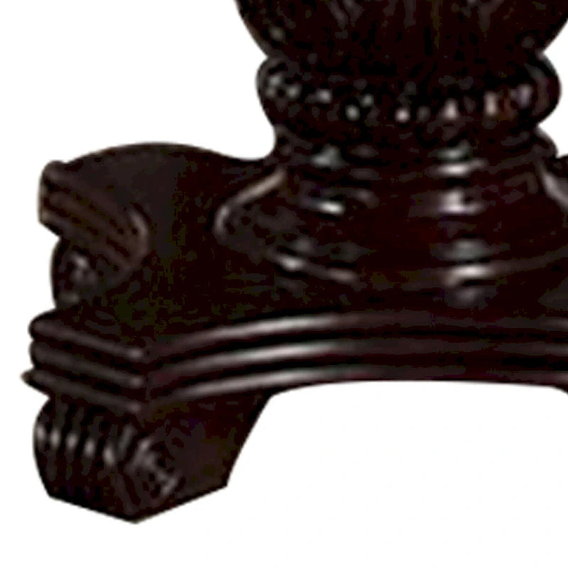 66 Inch Dining Table, Extension Leaf, Twin Pedestal Base, Cherry Oak Brown