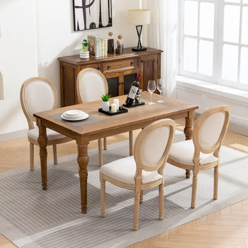 French Style Solid Wood Antique Dining Chair, Set of 2