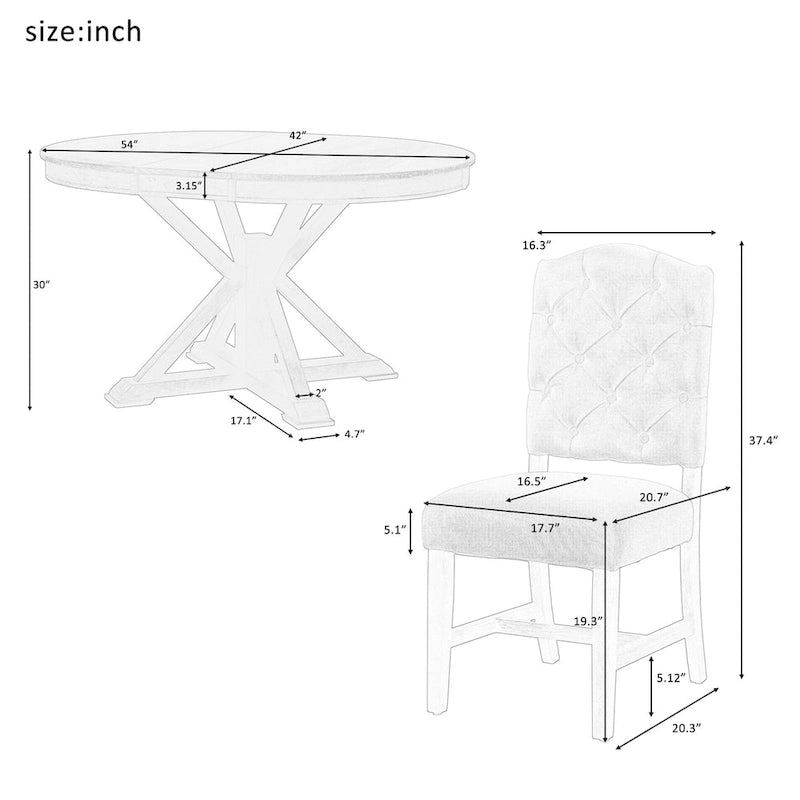 6-Piece Dining Table Set with Extendable Table and 4 Chairs