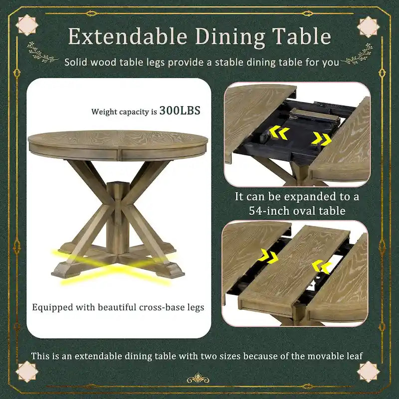 6-Piece Dining Table Set with Extendable Table and 4 Chairs