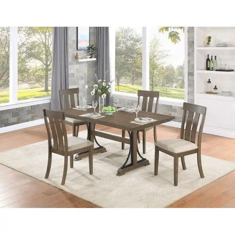 Best Quality Furniture Rustic Brown Oak Dining Sets