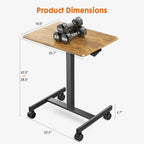 Mobile Rolling Standing Desk with Adjustable Height