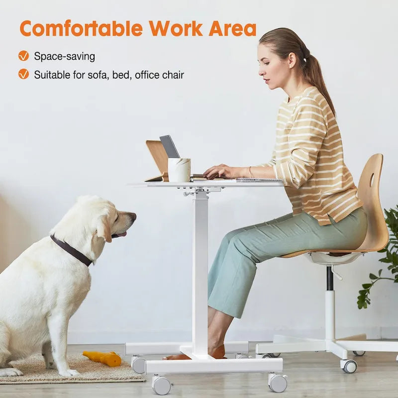 Mobile Rolling Standing Desk with Adjustable Height