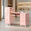 Embossed Particle Board Tempered Glass 55 W Manicure Table