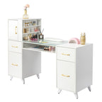 Embossed Particle Board Tempered Glass 55 W Manicure Table