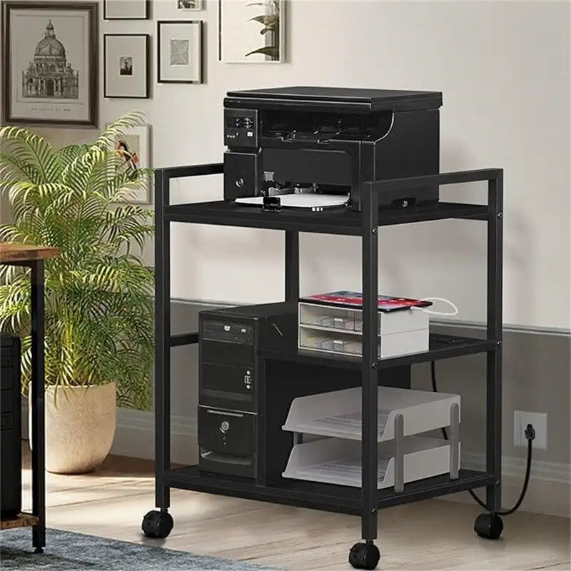 Printer Stand with Charging Station and USB Ports Large 3-Tier - 24D x 18.62W x 30.86H
