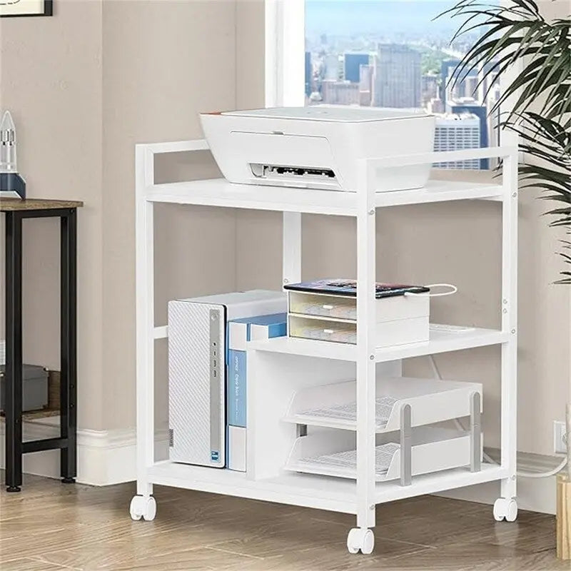 Printer Stand with Charging Station and USB Ports Large 3-Tier - 24D x 18.62W x 30.86H