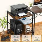 Printer Stand with Charging Station and USB Ports Large 3-Tier - 24D x 18.62W x 30.86H