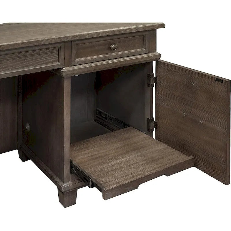 Carson Wood L-Desk & Return, Writing Table, Office Desk, Gray