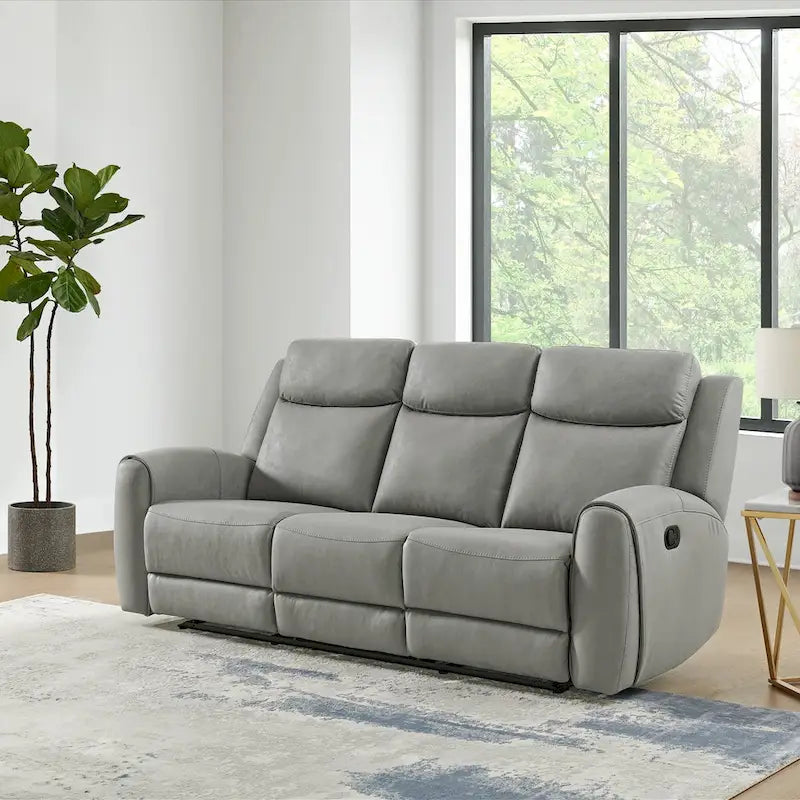 Roundhill Furniture Wesley 2-Piece Transitional Reclining Set, Gray