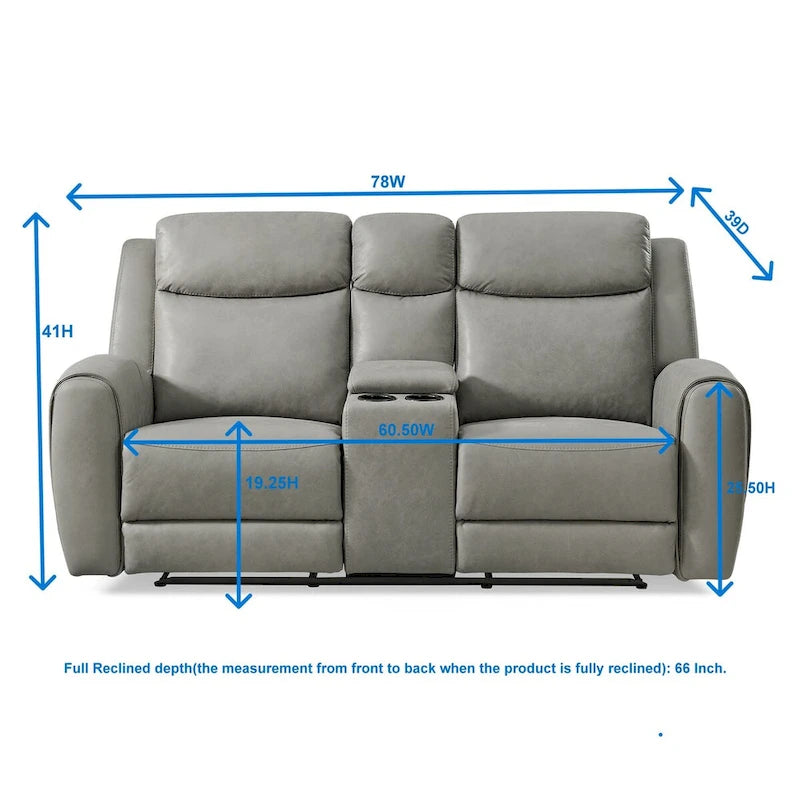 Roundhill Furniture Wesley 2-Piece Transitional Reclining Set, Gray