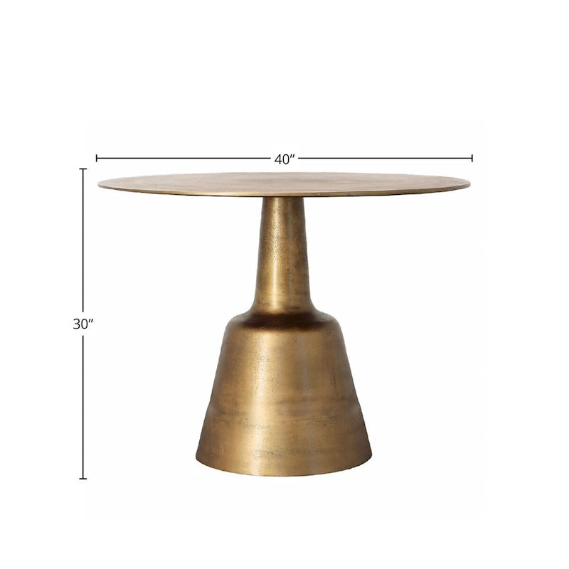 40-Inch Wide Cast Aluminum Dining Table, Gold