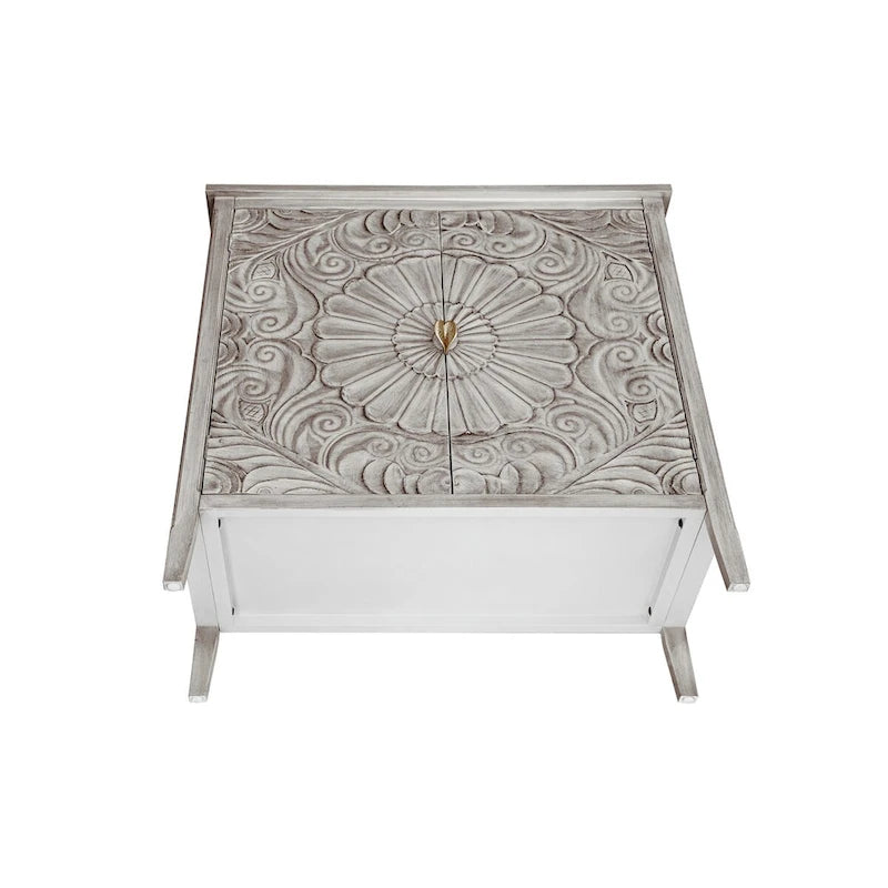 2 Door Cabinet, American Furniture, Suitable for Bedroom, Living Room, Study,Grey+White