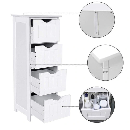 11.8 in. White Wooden Freestanding Bathroom Storage Linen Cabinet