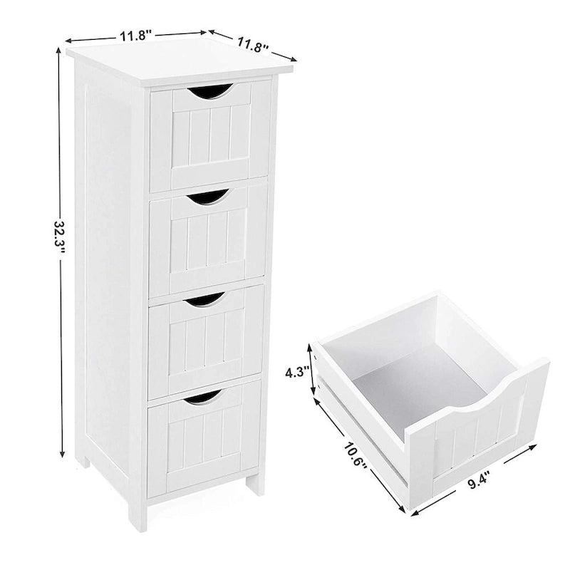 11.8 in. White Wooden Freestanding Bathroom Storage Linen Cabinet