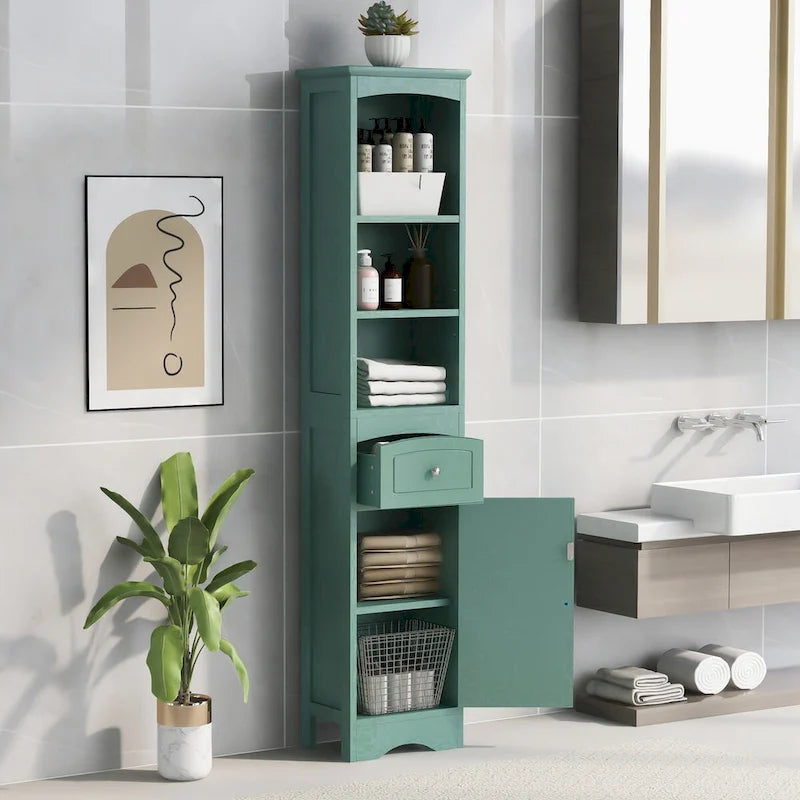 67 Tall Freestanding Bathroom Storage Cabinet with Doors and Adjustable Shelves - 68 Tall