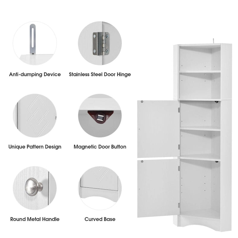5-Tiers Bathroom Floor Storage Cabinet, Slim Bathroom Storage Cabinet