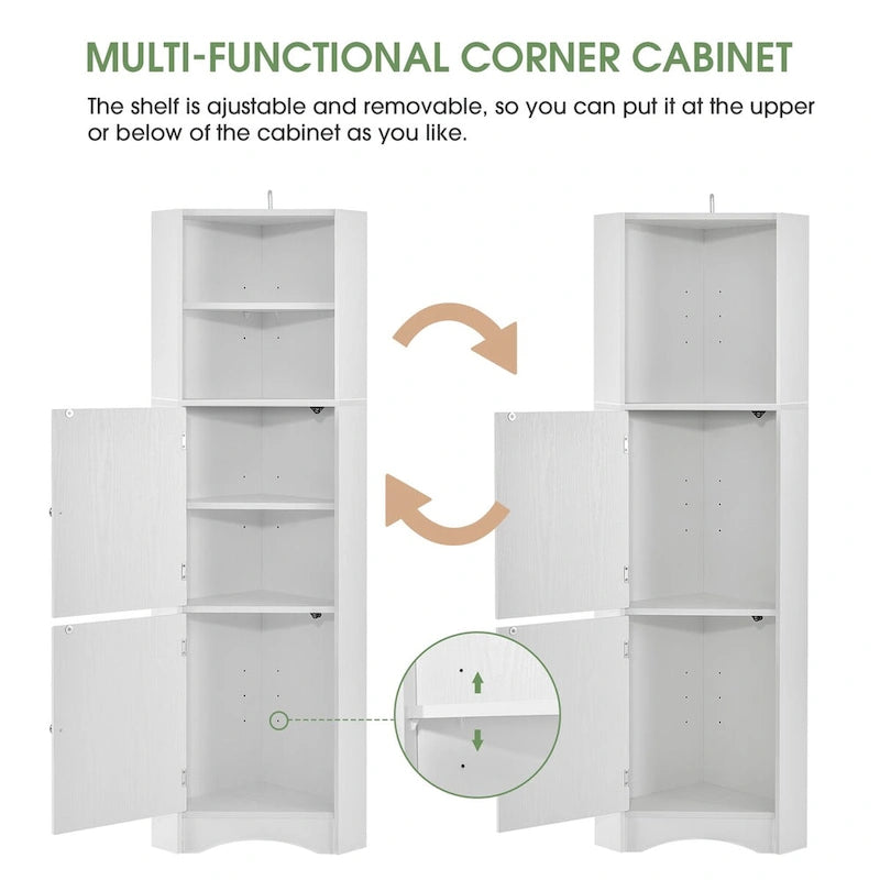 5-Tiers Bathroom Floor Storage Cabinet, Slim Bathroom Storage Cabinet