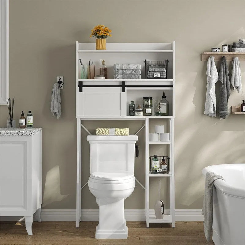 Over The Toilet Storage Cabinet with Toilet Paper Holder Stand - 11.81D x 32.49W x 60.63H
