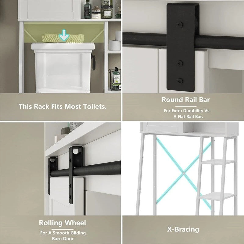 Over The Toilet Storage Cabinet with Toilet Paper Holder Stand - 11.81D x 32.49W x 60.63H