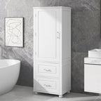 61 Tall Wood 1-door Bathroom Cabinet with Drawers and Adjustable Shelves