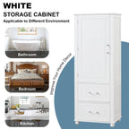 61 Tall Wood 1-door Bathroom Cabinet with Drawers and Adjustable Shelves