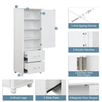61 Tall Wood 1-door Bathroom Cabinet with Drawers and Adjustable Shelves