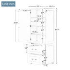 61 Tall Wood 1-door Bathroom Cabinet with Drawers and Adjustable Shelves