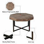 30-Inch Wood Octagonal Vintage Patchwork Coffee Table