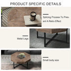 30-Inch Wood Octagonal Vintage Patchwork Coffee Table
