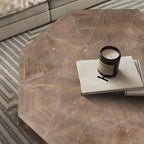 30-Inch Wood Octagonal Vintage Patchwork Coffee Table