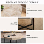 30-Inch Wood Octagonal Vintage Patchwork Coffee Table
