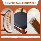 Wooden Dining Chairs Set of 2 with Small Curved Back and PU Cushion
