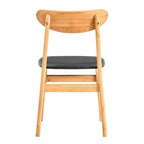 Wooden Dining Chairs Set of 2 with Small Curved Back and PU Cushion
