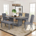 Contemporary 6-Piece 78inch Extendable Pedestal Dining Table Set