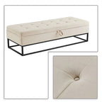 Modern Velvet Upholstered Storage Bench with Flip-Up Seat Top