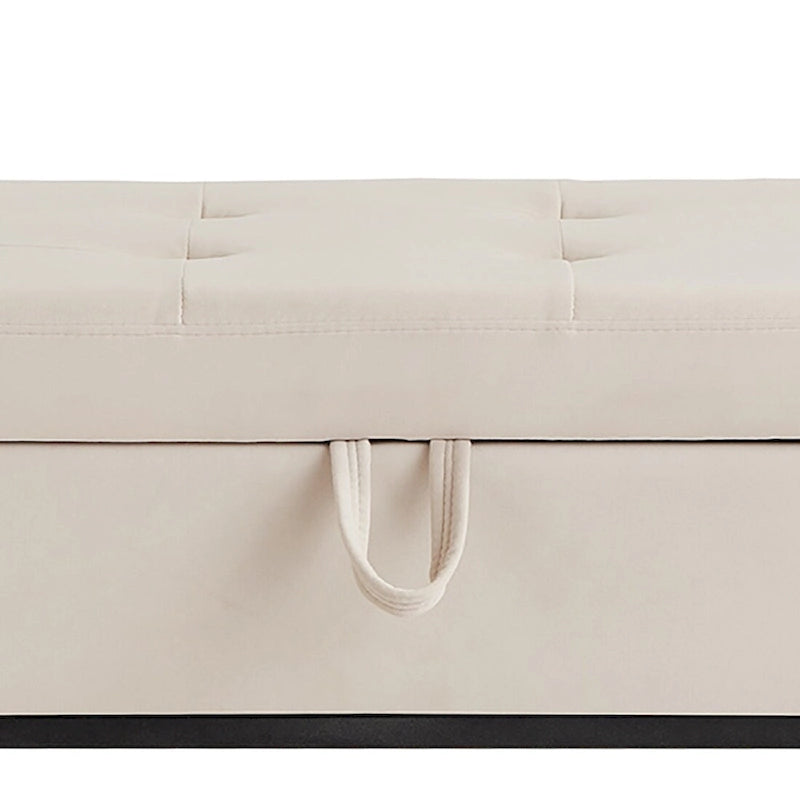 Modern Velvet Upholstered Storage Bench with Flip-Up Seat Top
