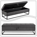 Modern Velvet Upholstered Storage Bench with Flip-Up Seat Top