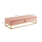 Modern Velvet Upholstered Storage Bench with Flip-Up Seat Top