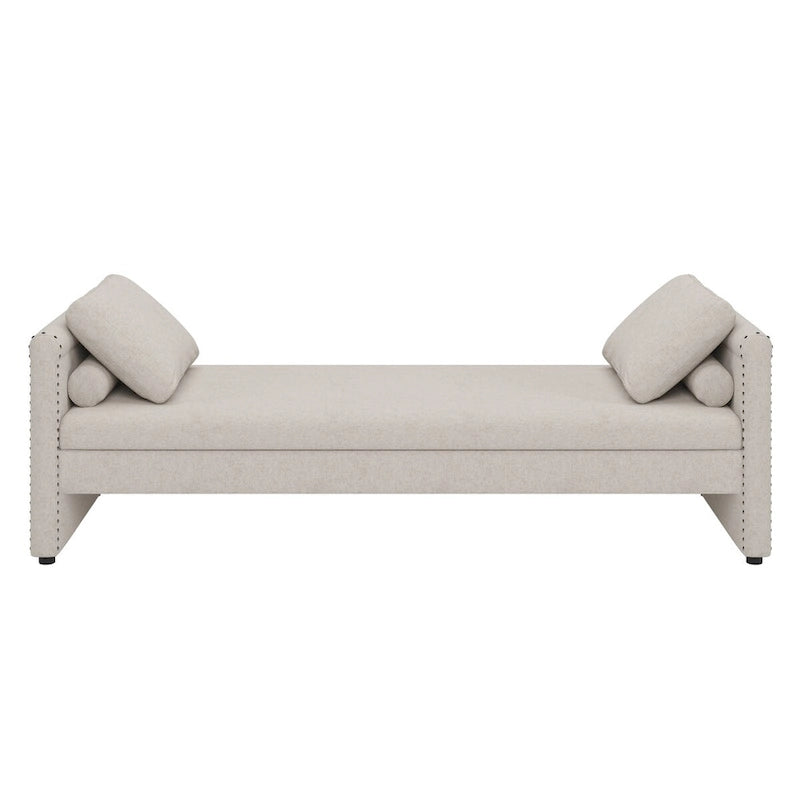 Modern Upholstered Chaise Lounger Daybed with Pillows Small Single Daybed for Living Rooms