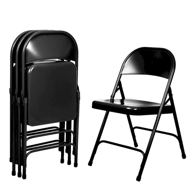 Hampden Furnishings Bernadine Collection Metal Round-Backed Folding Chair, Pack of 4