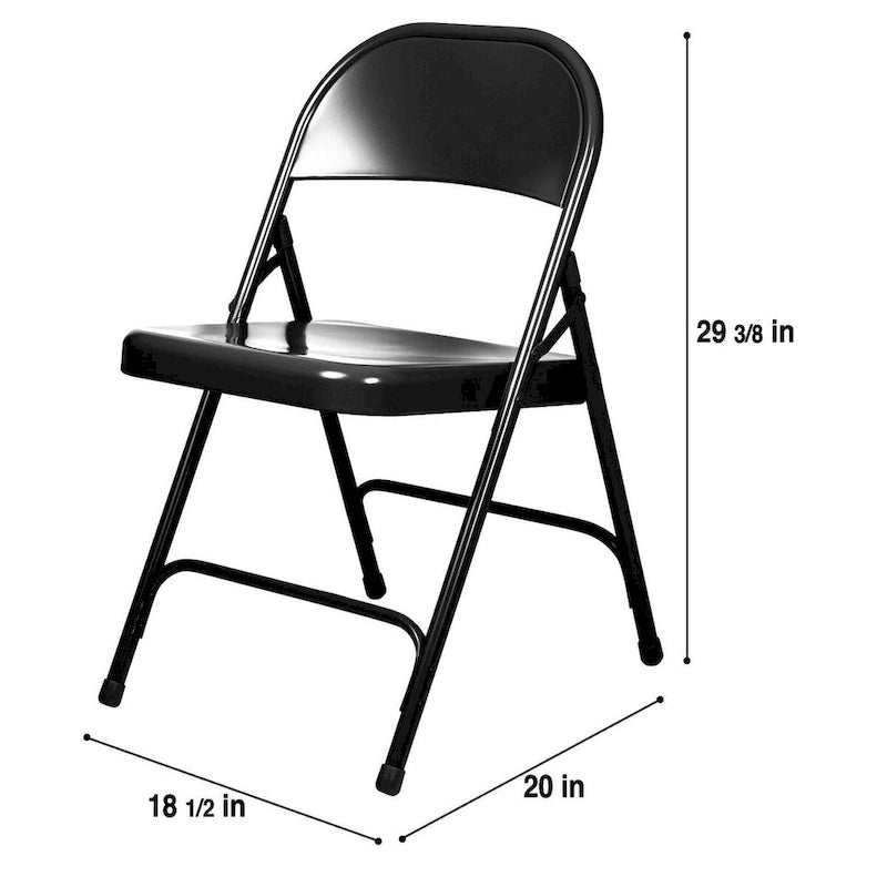 Hampden Furnishings Bernadine Collection Metal Round-Backed Folding Chair, Pack of 4